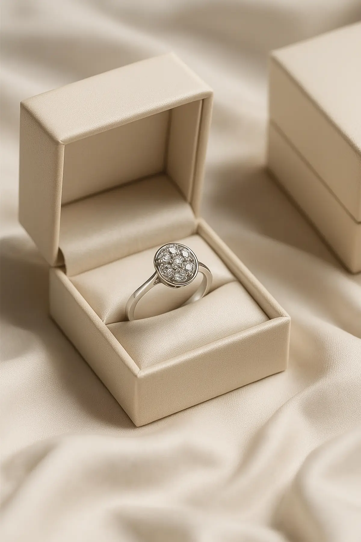 Crystal Frost Solitaire icy shine resembling frosted crystals.